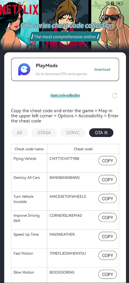 GTA Series Cheat Code Collection_playmods.net