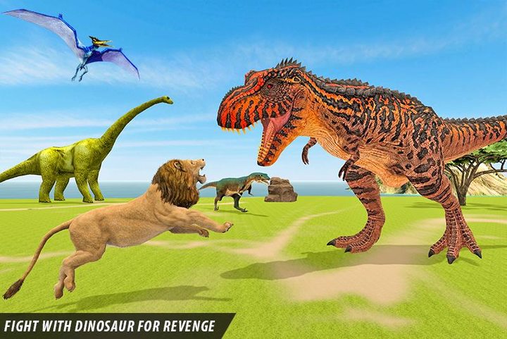 Lion vs Dinosaur Battle Game_playmods.net
