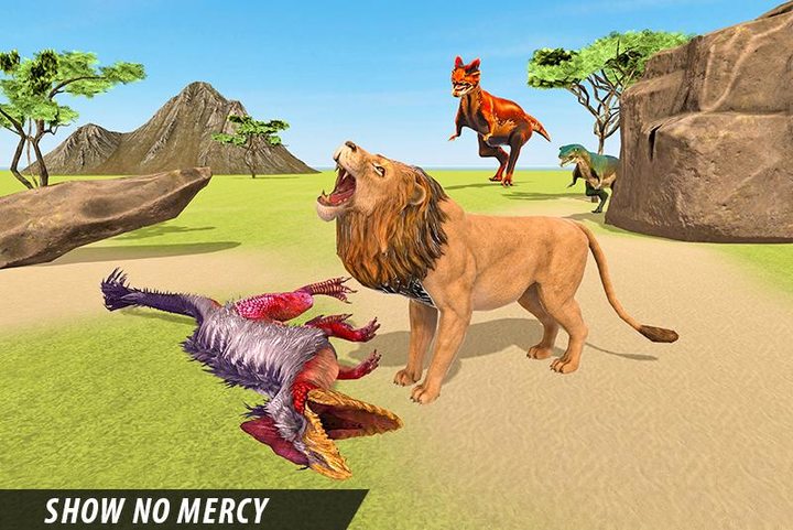Lion vs Dinosaur Battle Game_playmods.net