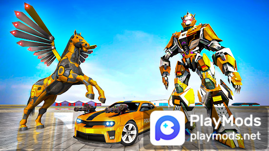 Police Horse Robot Car Transform: Flying Horse Car(Unlimited money) screenshot image 1_playmods.net