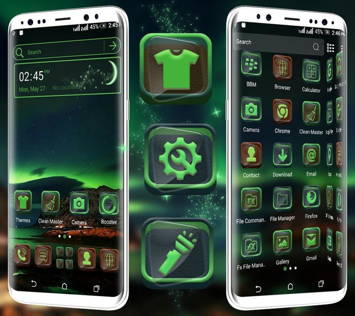 Green Aurora Launcher Theme_playmods.net