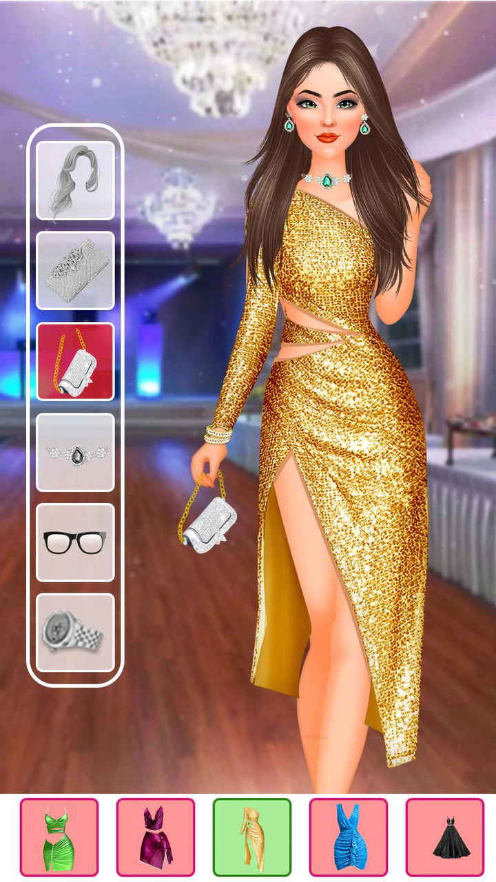 green emerald velvet dress Barbie Magical Fashion - Dress Up
