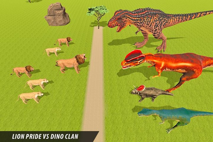 Lion vs Dinosaur Battle Game_playmods.net