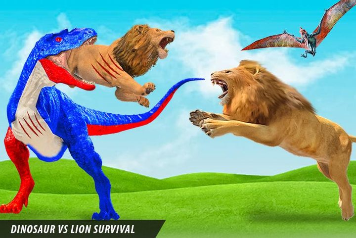 Lion vs Dinosaur Battle Game_playmods.net