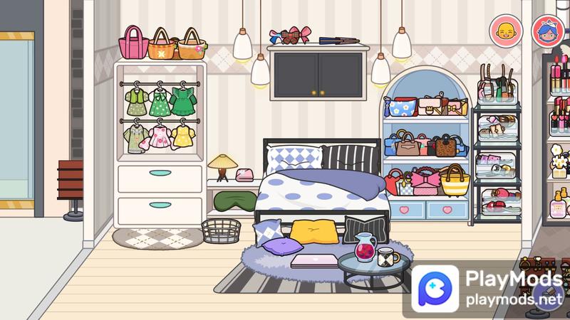 Black and white themed furniture decoration For Miga Town: My World Mods